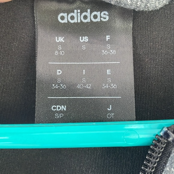 Adidas Women’s Small Gray D2M Full Zip Climalite Track Top Jacket Crop - Picture 6 of 8